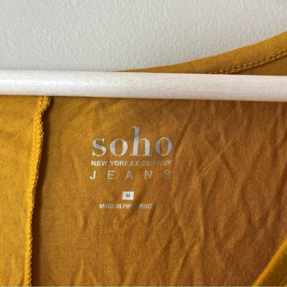 New York & Company Soho Jeans Mustard Tie Front Tank Top Medium - Picture 5 of 6